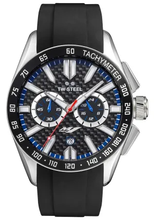 TW Steel Yamaha Factory Racing Special Edition Chronograph Stainless Steel Black Dial Black Rubber Strap Date Quartz Mens Watch GS2