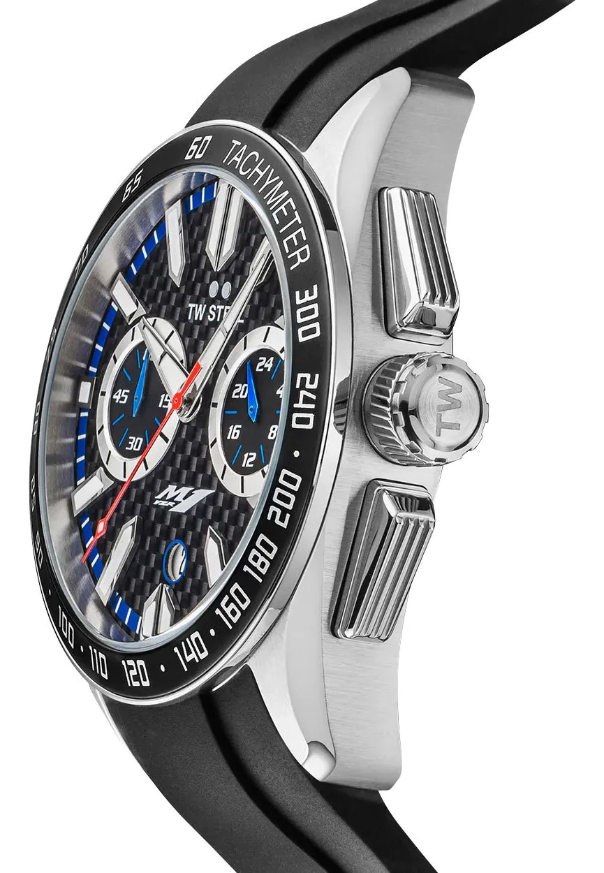 TW Steel Yamaha Factory Racing Special Edition Chronograph Stainless Steel Black Dial Black Rubber Strap Date Quartz Mens Watch GS2
