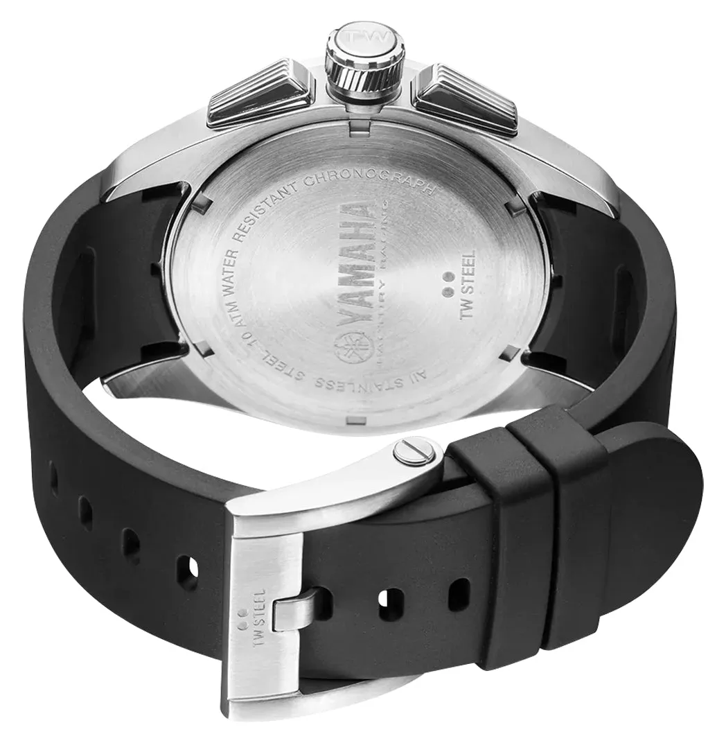 TW Steel Yamaha Factory Racing Special Edition Chronograph Stainless Steel Black Dial Black Rubber Strap Date Quartz Mens Watch GS2