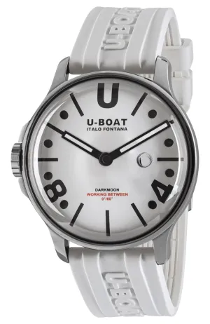 U-Boat Darkmoon Stainless Steel White Dial White Silicon Strap Quartz Mens Watch 9542