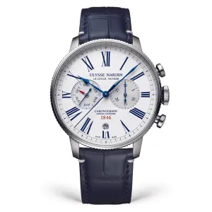 Ulysse Nardin Marine Torpilleur Annual Chronograph Watch, 44mm White Dial, 1533-320LE-0A-175/1B