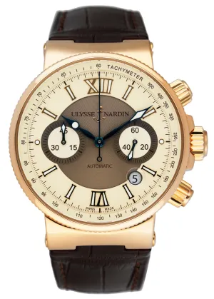 Ulysse Nardin Maxi Marine 356-66 18K Rose Gold Mens Watch
