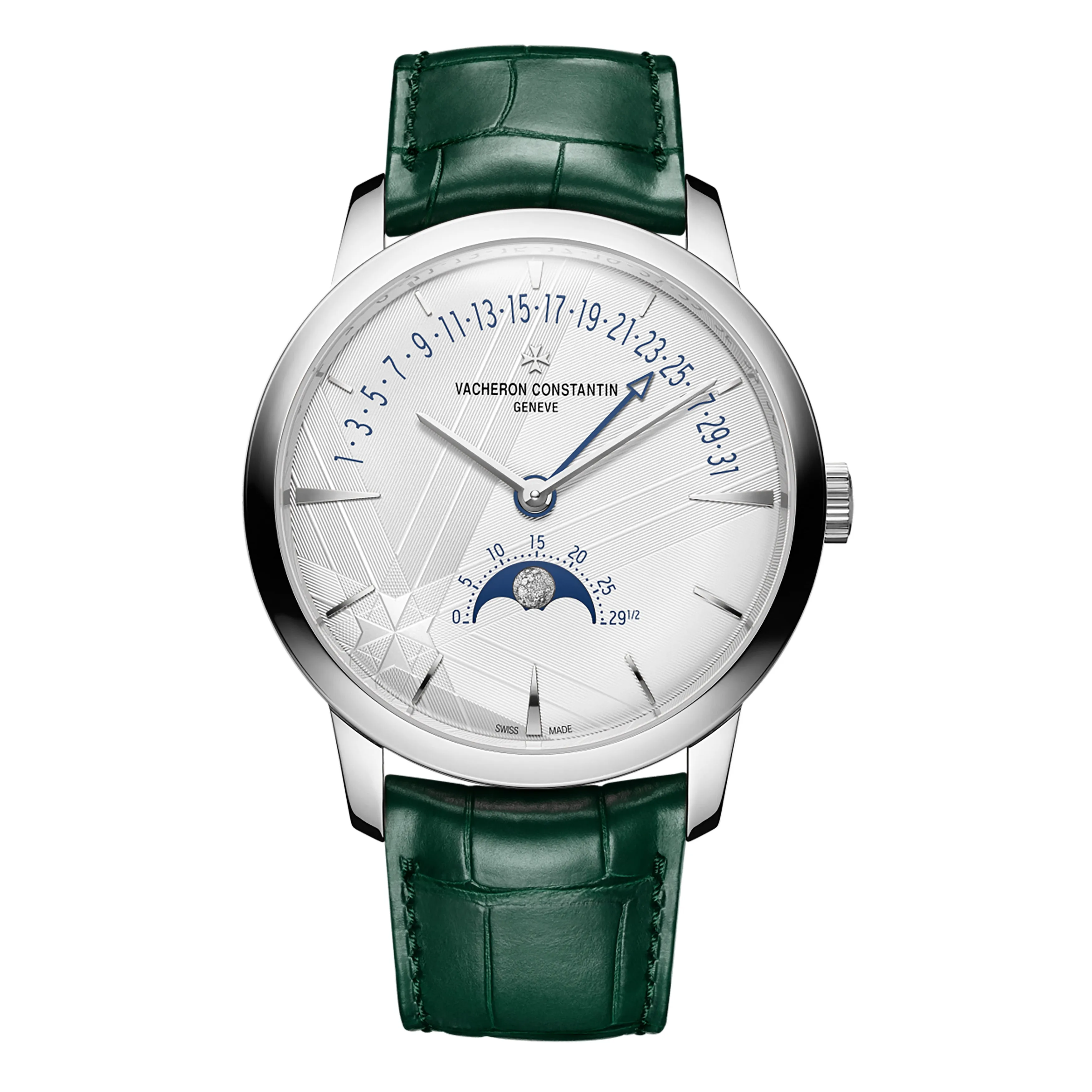 Vacheron Constantin Patrimony Moon Phase Retrograde Date Watch, 42.5mm Silver Dial, 4010U/000G-H057
