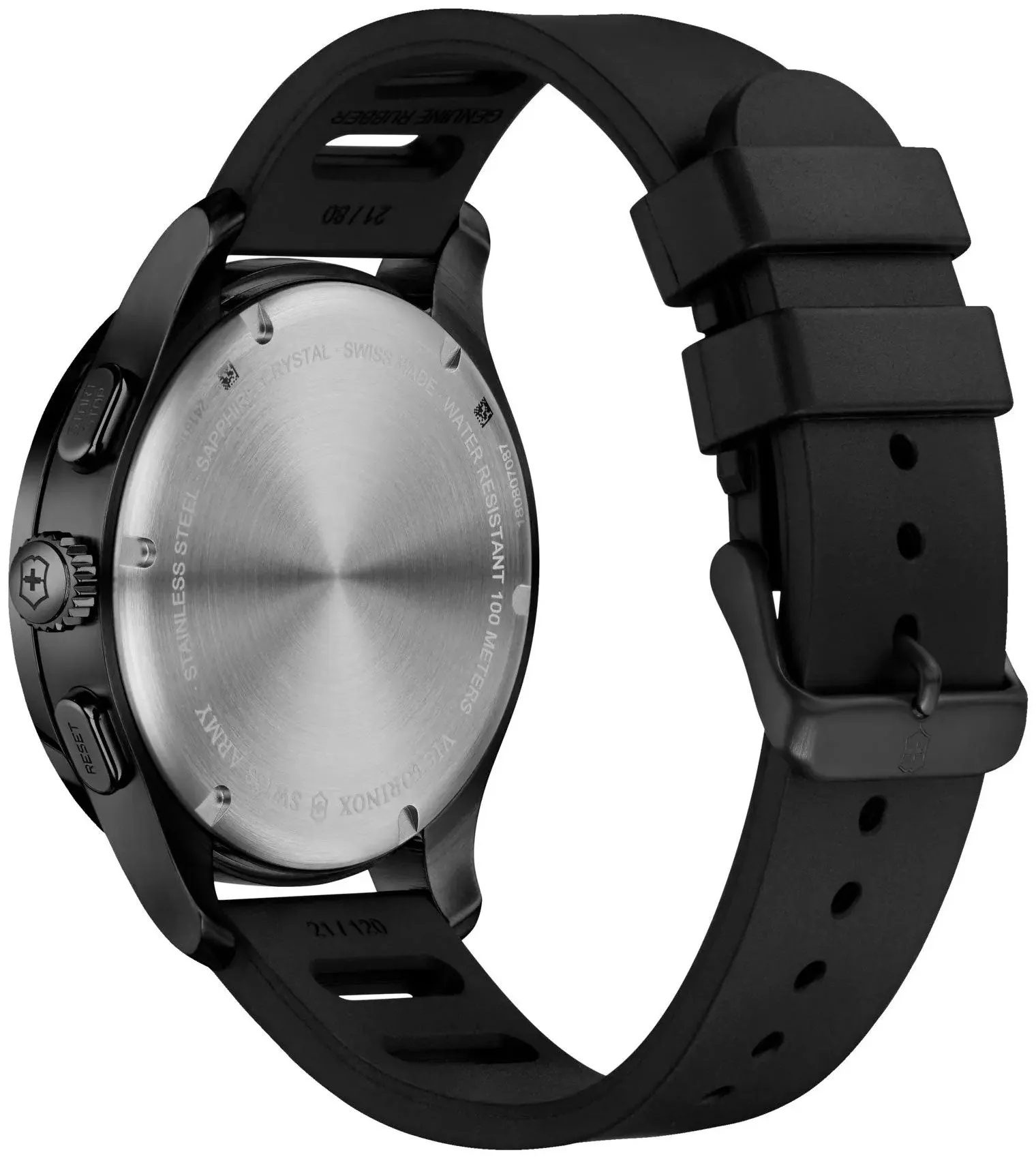 Victorinox Swiss Army Alliance Sport Chronograph Black Stainless Steel Black Rubber Strap Grey Dial Date Mens Watch 241818