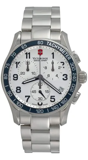 Victorinox Swiss Army Chrono Classic Steel Silver Chronograph Dial Tachymeter Scale Date Men's Watch 241121