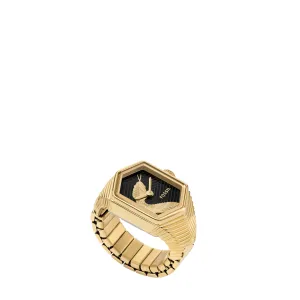 Watch Ring Three-Hand Gold-Tone Stainless Steel
