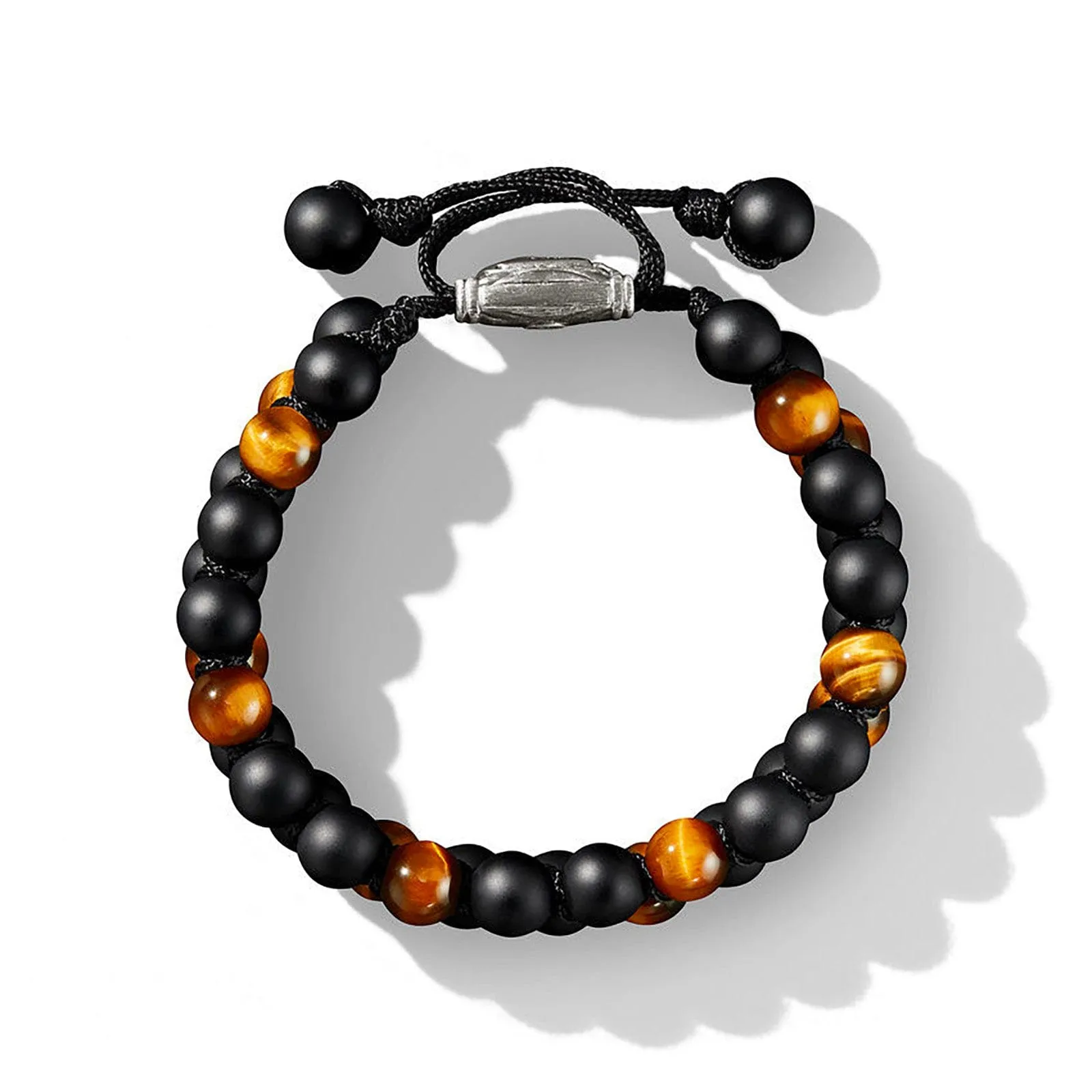 Woven Double Row Spiritual Bead Bracelet in Black Onyx & Tiger's Eye